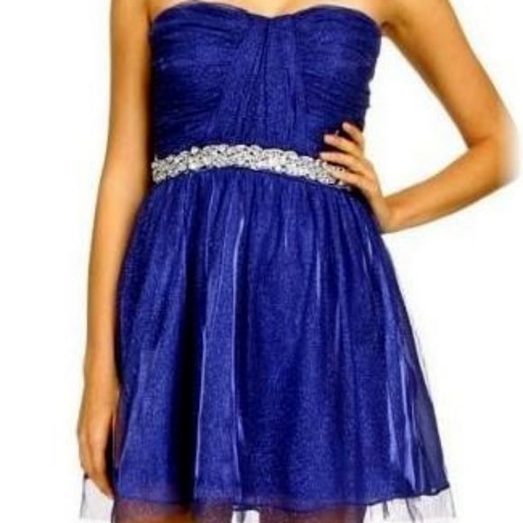 Gabriella Rocha Blue Shimmer Graduation Short Gown - Picture 3 of 3